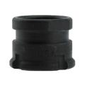 Angled close-up of AK-Builder Barrel Nut, dark finish, visible 14x1 LH threads, U.S.A. mark.