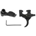 Blued Red Star 7.62/5.45 adjustable AK trigger, hammer, disconnector, and Allen wrench laid out.