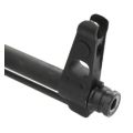 Close-up of AK-Builder Barrel Nut, 14x1 LH, on black finished AK barrel muzzle.