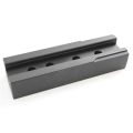 Angled view of AK-Builder machined steel flat bending die base with four alignment pin holes.
