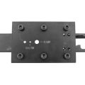 AK-Builder black oxide drilling fixture with laser-marked pin and selector lever holes on AK receiver.