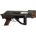 Beryl AKM sidefolding stock, black, folded against a stamped receiver.