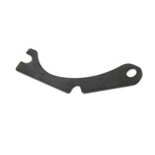 Red Star Arms FCG pin retaining plate, dark heat-treated steel, side view.